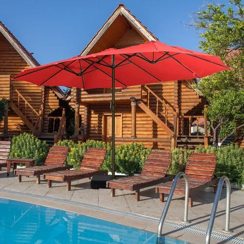 PatioHaven™ 15FT Double-Sided Patio Umbrella with Base