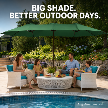 PatioHaven™ 15FT Double-Sided Patio Umbrella with Base