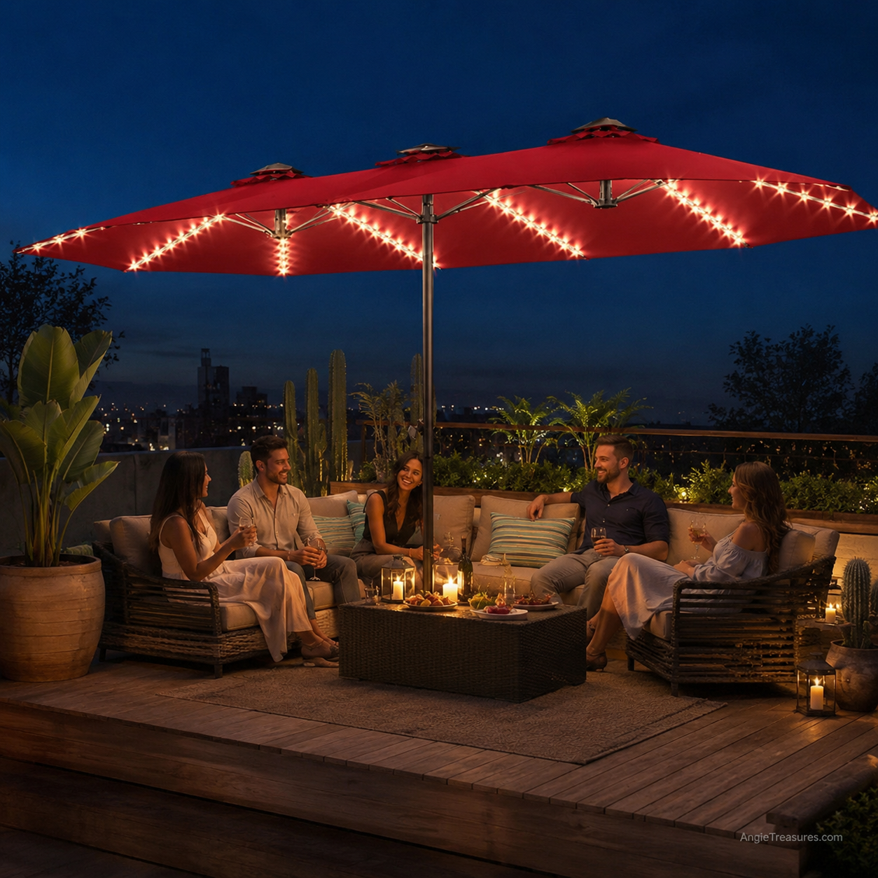 SolarGlow™ 15FT Double-Sided Patio Umbrella