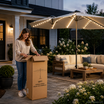 SolarGlow™ 15FT Double-Sided Patio Umbrella