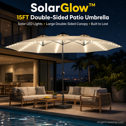SolarGlow™ 15FT Double-Sided Patio Umbrella