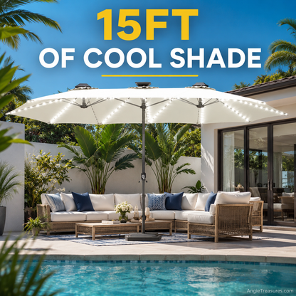 SolarGlow™ 15FT Double-Sided Patio Umbrella