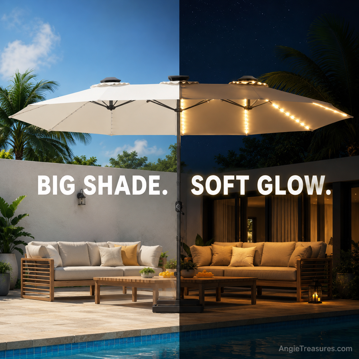 SolarGlow™ 15FT Double-Sided Patio Umbrella