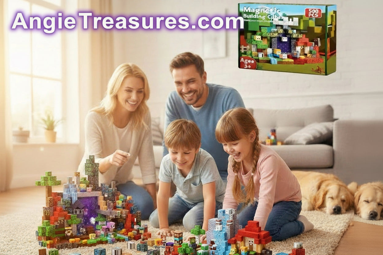 300pc Set Magnetic Building Blocks + Storage Box