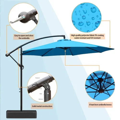 ShadeArc™ 10FT Cantilever Patio Umbrella with Base