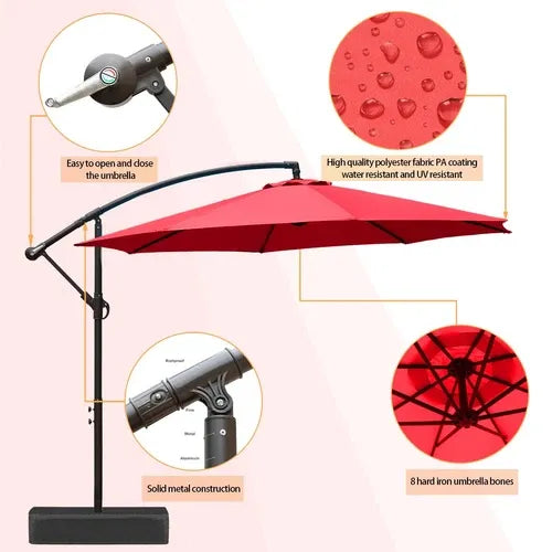 ShadeArc™ 10FT Cantilever Patio Umbrella with Base