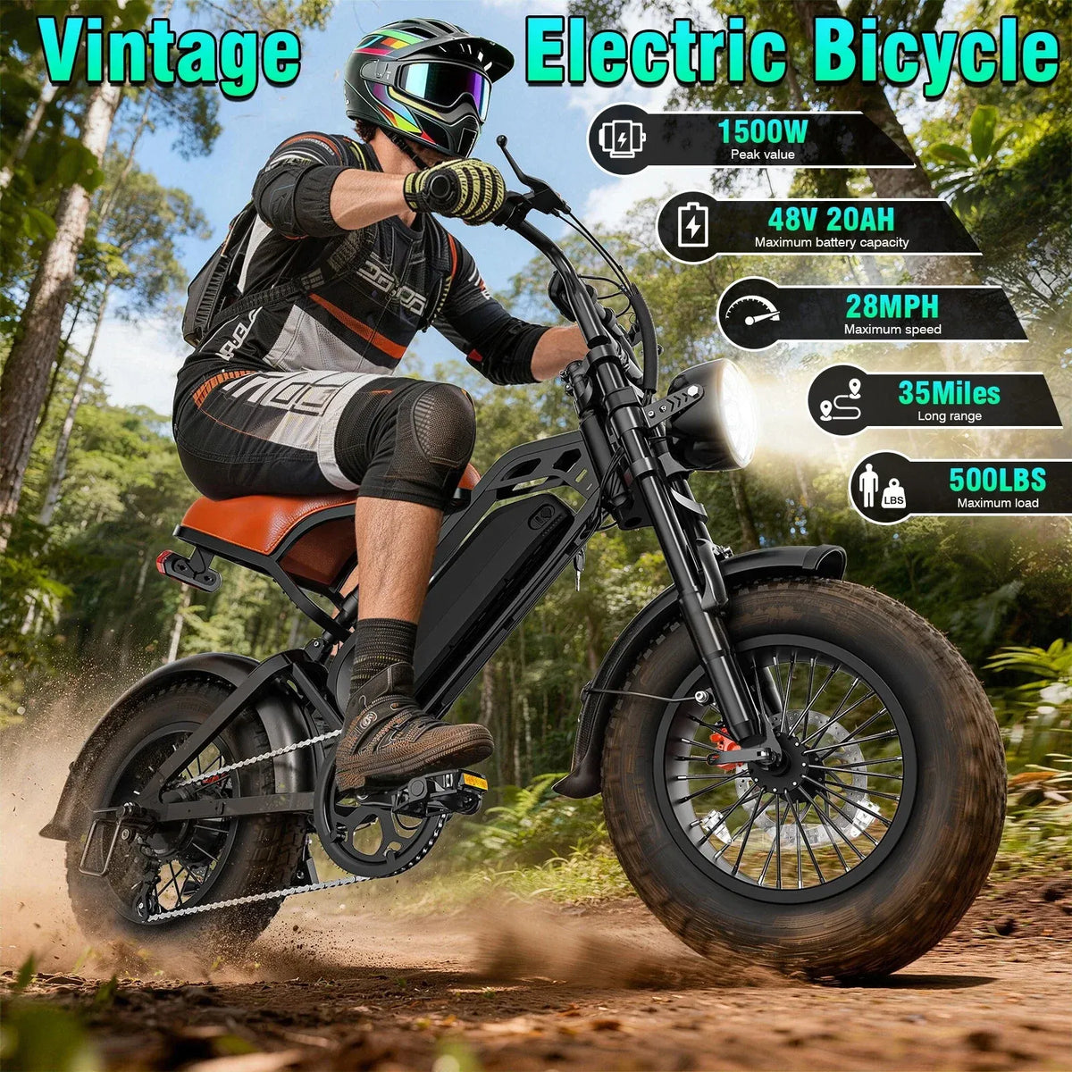 TrailFlex™ 1500W Full-Suspension Fat-Tire E-Bike