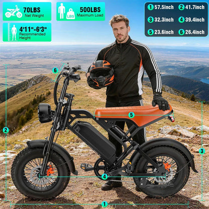 TrailFlex™ 1500W Full-Suspension Fat-Tire E-Bike