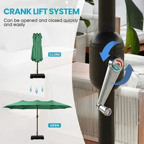 PatioHaven™ 15FT Double-Sided Patio Umbrella with Base