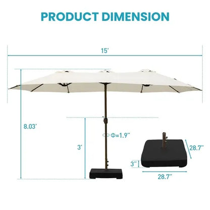 PatioHaven™ 15FT Double-Sided Patio Umbrella with Base
