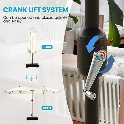 PatioHaven™ 15FT Double-Sided Patio Umbrella with Base