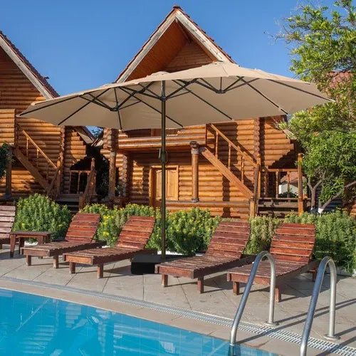 PatioHaven™ 15FT Double-Sided Patio Umbrella with Base