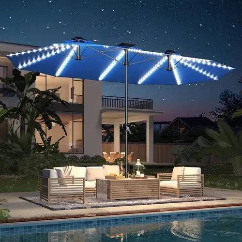 SolarGlow™ 15FT Double-Sided Patio Umbrella