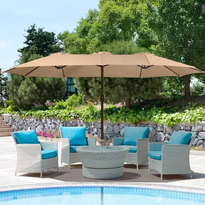 PatioHaven™ 15FT Double-Sided Patio Umbrella with Base