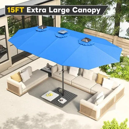 SolarGlow™ 15FT Double-Sided Patio Umbrella