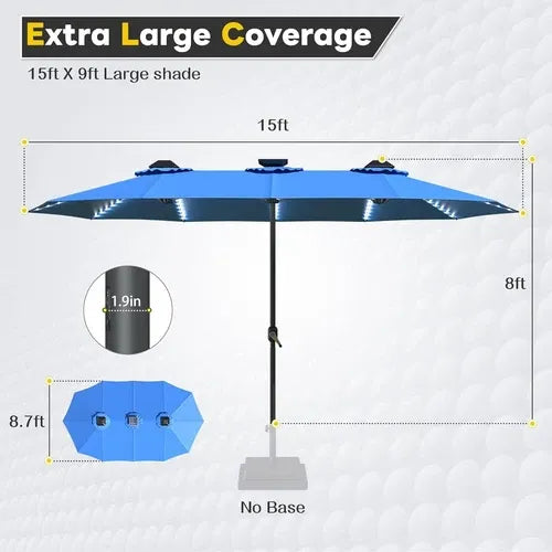 SolarGlow™ 15FT Double-Sided Patio Umbrella