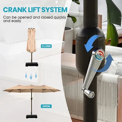 PatioHaven™ 15FT Double-Sided Patio Umbrella with Base