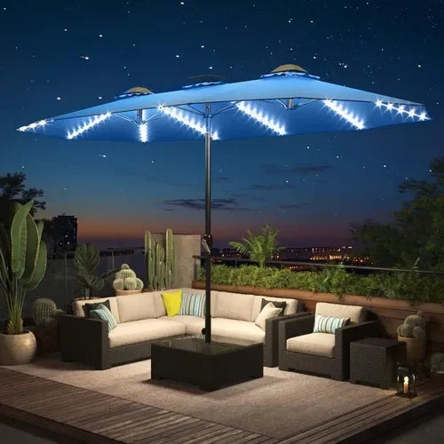 SolarGlow™ 15FT Double-Sided Patio Umbrella
