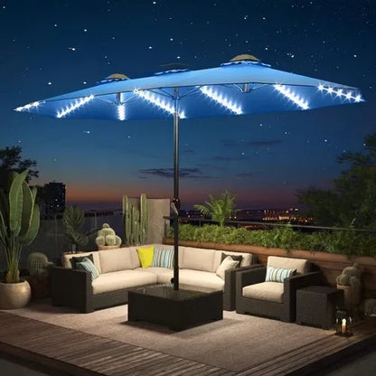 SolarGlow™ 15FT Double-Sided Patio Umbrella