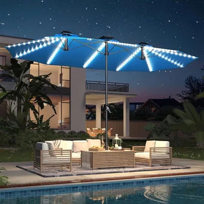 SolarGlow™ 15FT Double-Sided Patio Umbrella