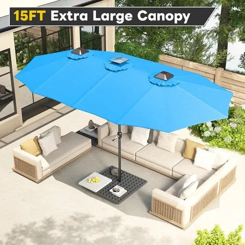SolarGlow™ 15FT Double-Sided Patio Umbrella