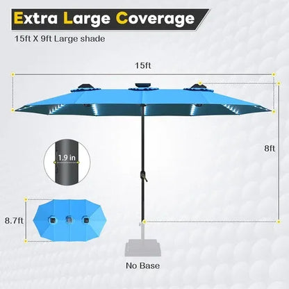 SolarGlow™ 15FT Double-Sided Patio Umbrella