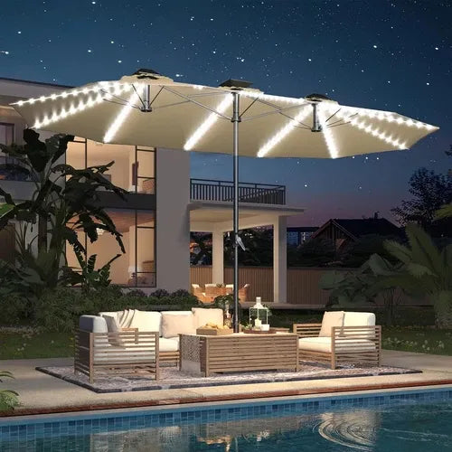 SolarGlow™ 15FT Double-Sided Patio Umbrella