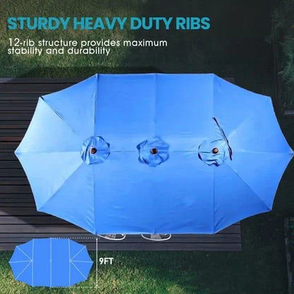 PatioHaven™ 15FT Double-Sided Patio Umbrella with Base