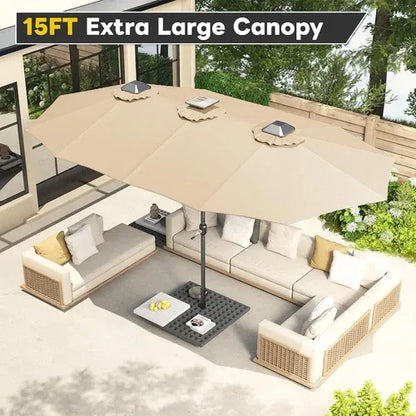 SolarGlow™ 15FT Double-Sided Patio Umbrella