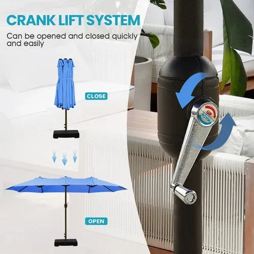 PatioHaven™ 15FT Double-Sided Patio Umbrella with Base