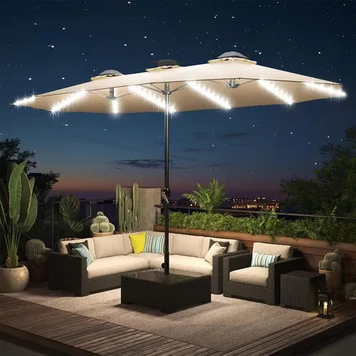 SolarGlow™ 15FT Double-Sided Patio Umbrella
