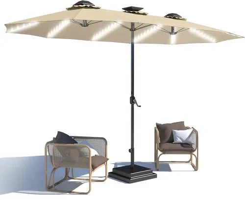 SolarGlow™ 15FT Double-Sided Patio Umbrella