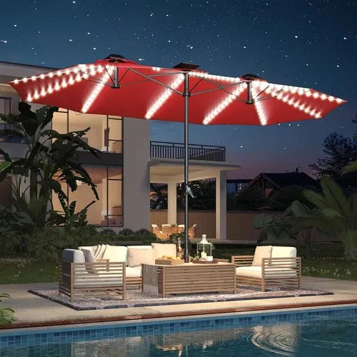 SolarGlow™ 15FT Double-Sided Patio Umbrella