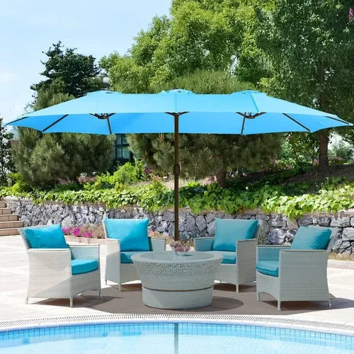 PatioHaven™ 15FT Double-Sided Patio Umbrella with Base