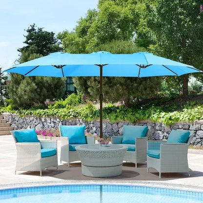 PatioHaven™ 15FT Double-Sided Patio Umbrella with Base