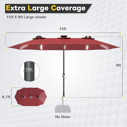 SolarGlow™ 15FT Double-Sided Patio Umbrella