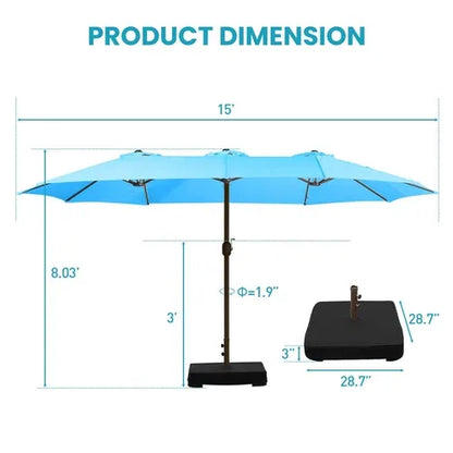 PatioHaven™ 15FT Double-Sided Patio Umbrella with Base