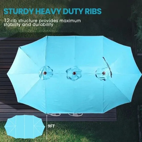 PatioHaven™ 15FT Double-Sided Patio Umbrella with Base