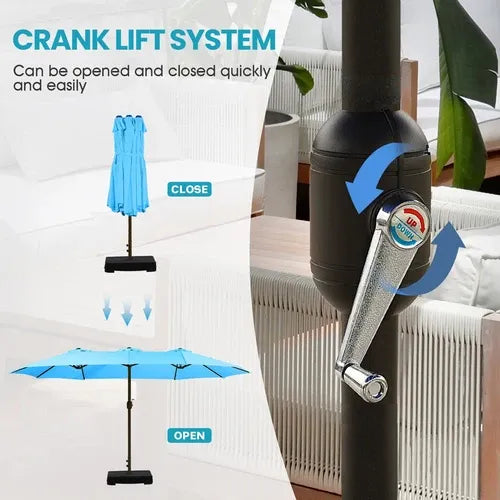 PatioHaven™ 15FT Double-Sided Patio Umbrella with Base