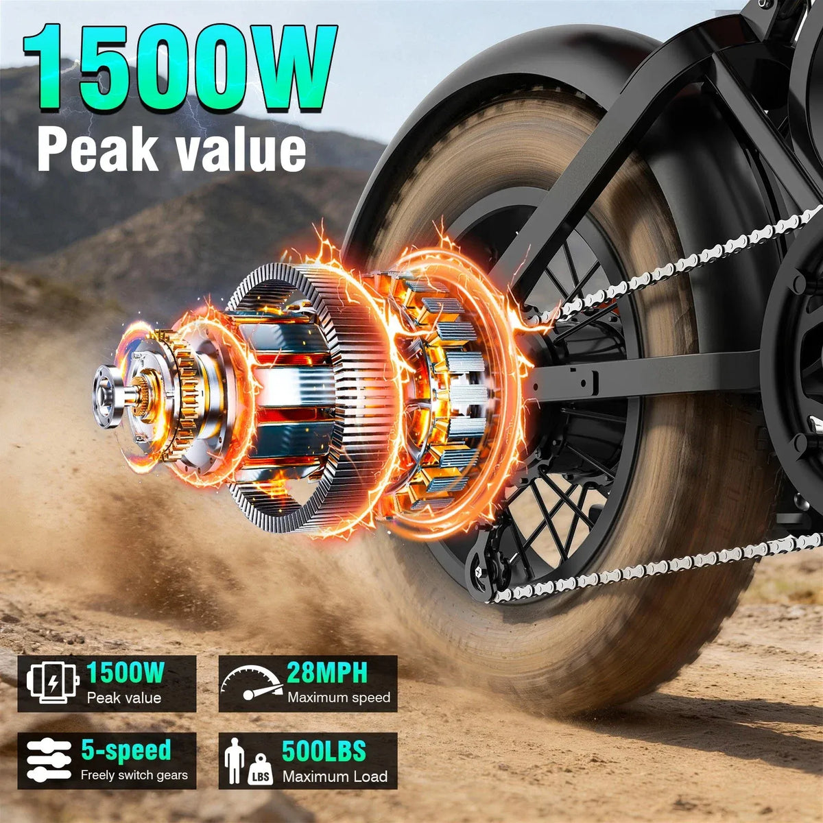 TrailFlex™ 1500W Full-Suspension Fat-Tire E-Bike
