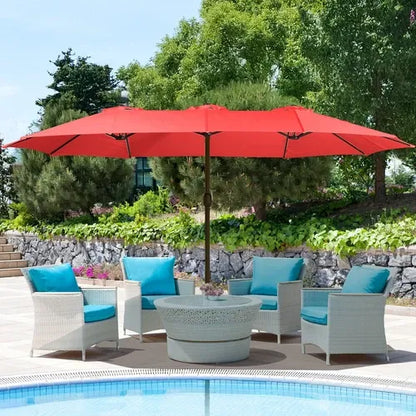 PatioHaven™ 15FT Double-Sided Patio Umbrella with Base