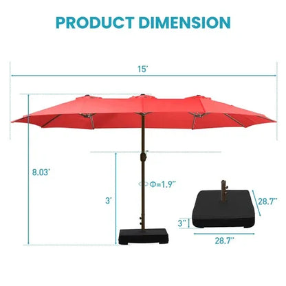 PatioHaven™ 15FT Double-Sided Patio Umbrella with Base