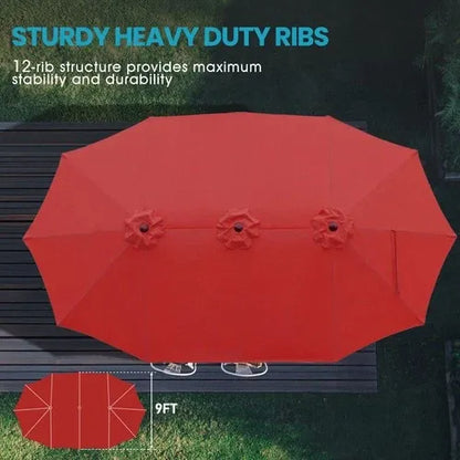 PatioHaven™ 15FT Double-Sided Patio Umbrella with Base
