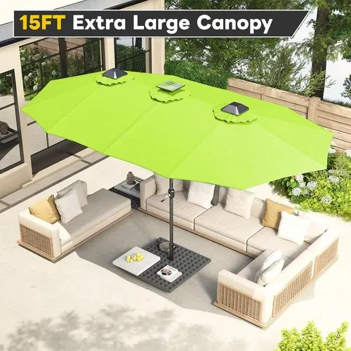 SolarGlow™ 15FT Double-Sided Patio Umbrella