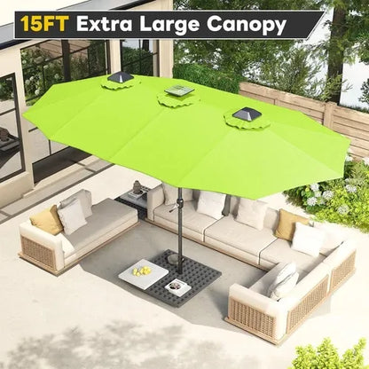SolarGlow™ 15FT Double-Sided Patio Umbrella