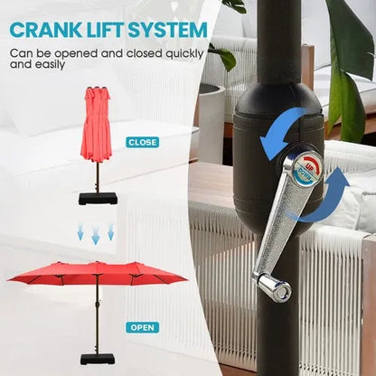PatioHaven™ 15FT Double-Sided Patio Umbrella with Base