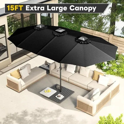 SolarGlow™ 15FT Double-Sided Patio Umbrella