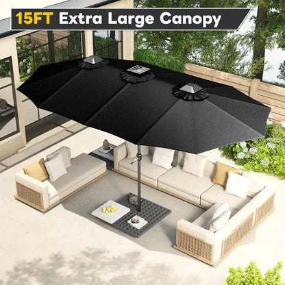 SolarGlow™ 15FT Double-Sided Patio Umbrella