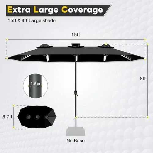 SolarGlow™ 15FT Double-Sided Patio Umbrella