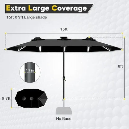 SolarGlow™ 15FT Double-Sided Patio Umbrella